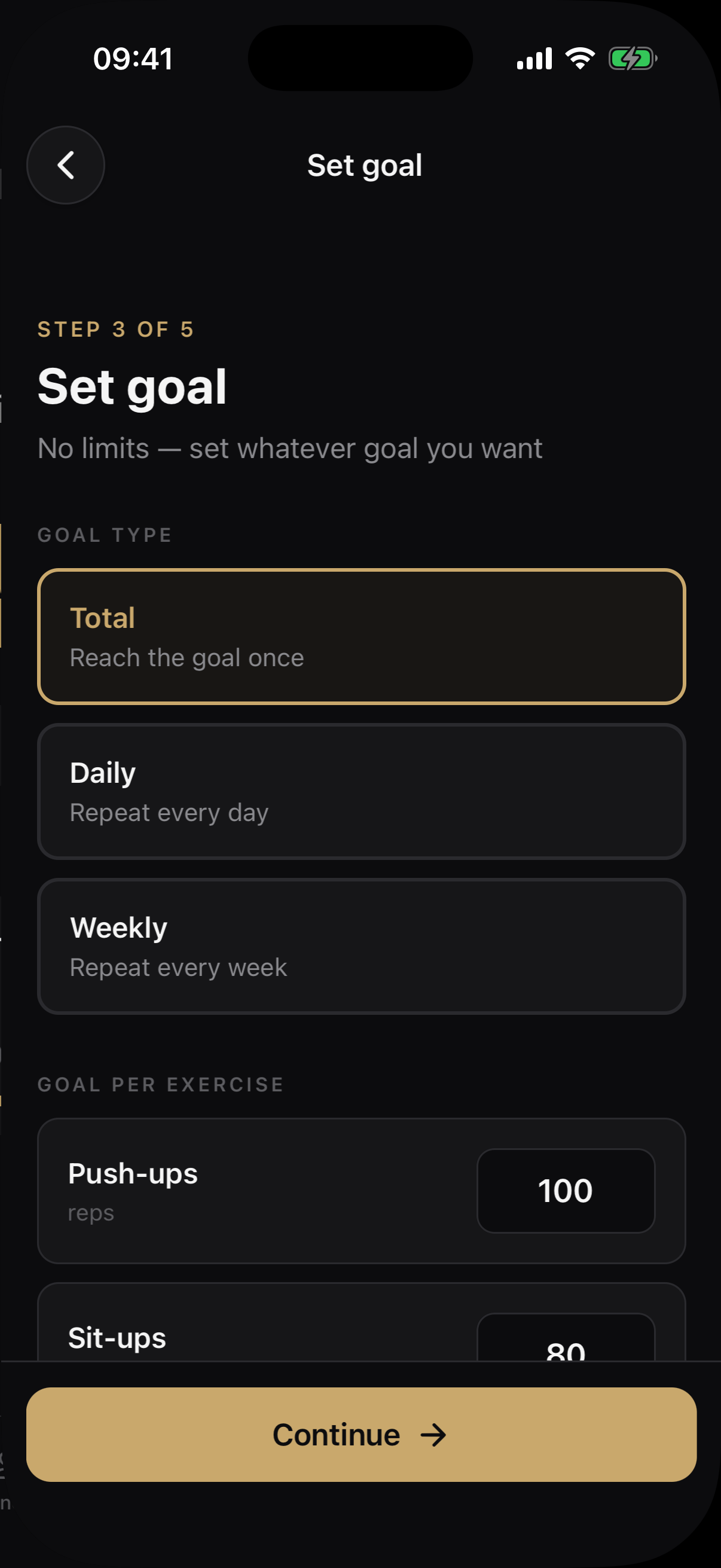 Set a BEARSCAR challenge goal